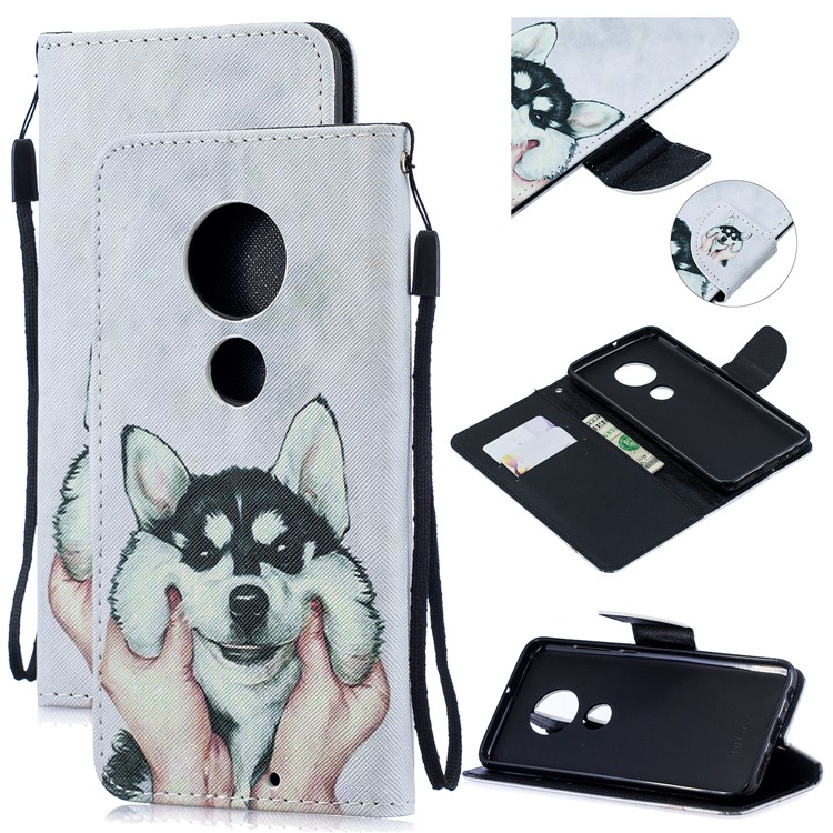 Pattern Printing Leather Wallet Case for Motorola Moto G7 / G7 Plus - Dog-1