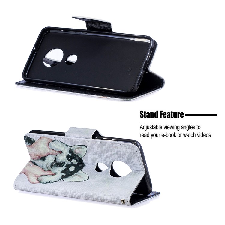 Pattern Printing Leather Wallet Case for Motorola Moto G7 / G7 Plus - Dog-5