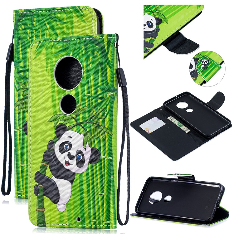 Pattern Printing Leather Wallet Case for Motorola Moto G7 / G7 Plus - Panda-1