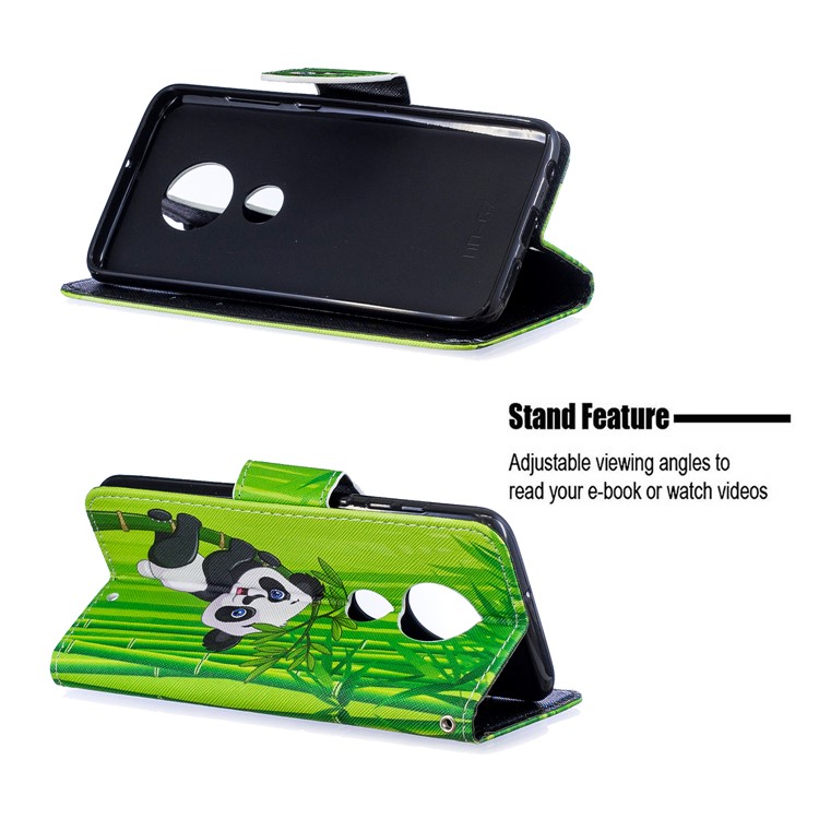Pattern Printing Leather Wallet Case for Motorola Moto G7 / G7 Plus - Panda-5