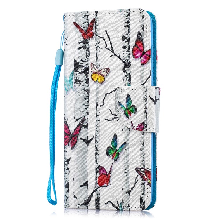 Pattern Printing Leather Wallet Case for Motorola Moto G7 / G7 Plus - Colorized Butterfly-2