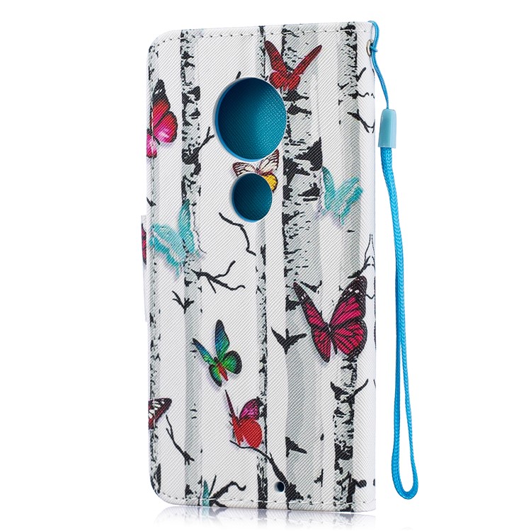 Pattern Printing Leather Wallet Case for Motorola Moto G7 / G7 Plus - Colorized Butterfly-3