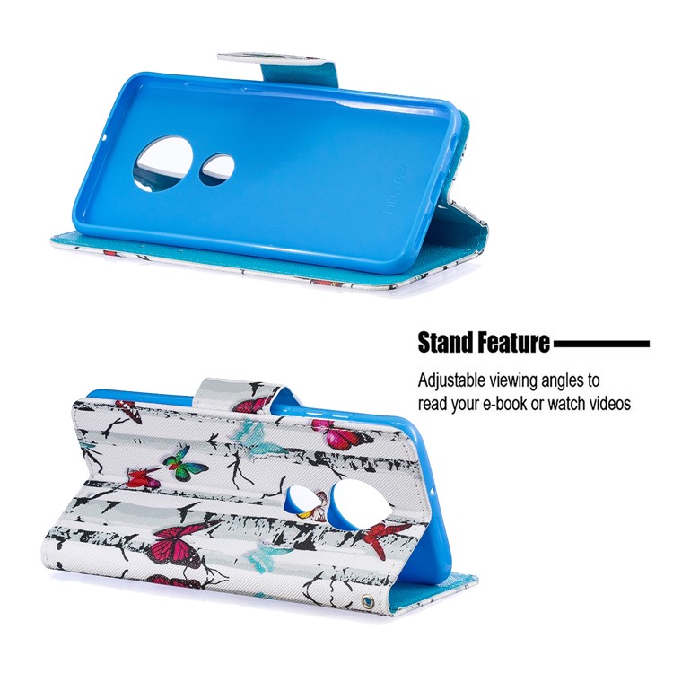 Pattern Printing Leather Wallet Case for Motorola Moto G7 / G7 Plus - Colorized Butterfly-5
