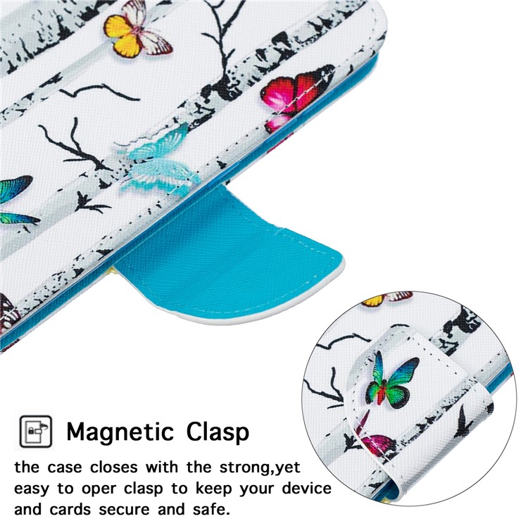 Pattern Printing Leather Wallet Case for Motorola Moto G7 / G7 Plus - Colorized Butterfly-6