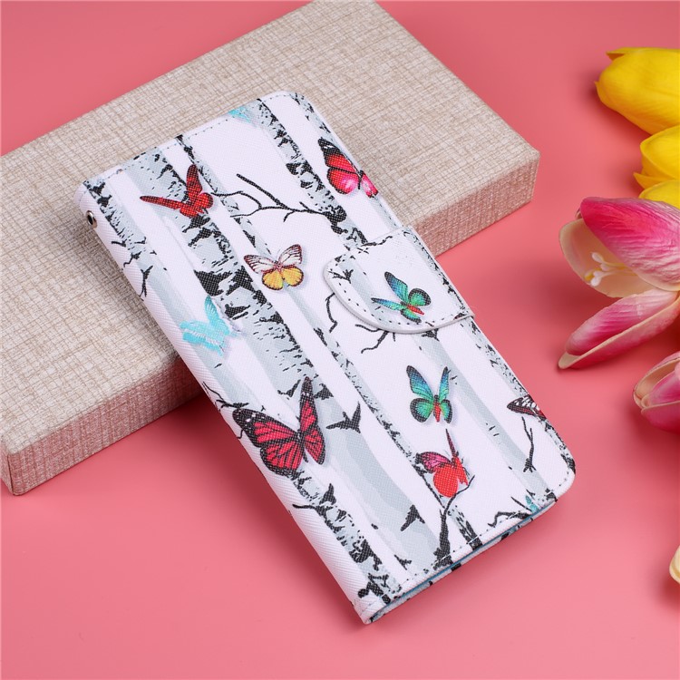 Pattern Printing Leather Wallet Case for Motorola Moto G7 / G7 Plus - Colorized Butterfly-7