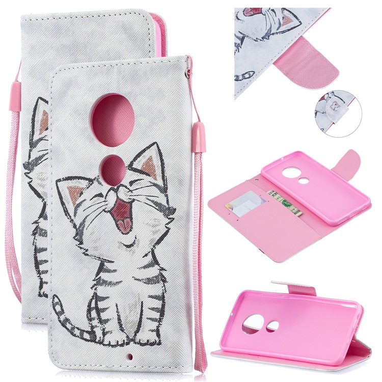 Pattern Printing Leather Wallet Case for Motorola Moto G7 / G7 Plus - Cat Pattern-1