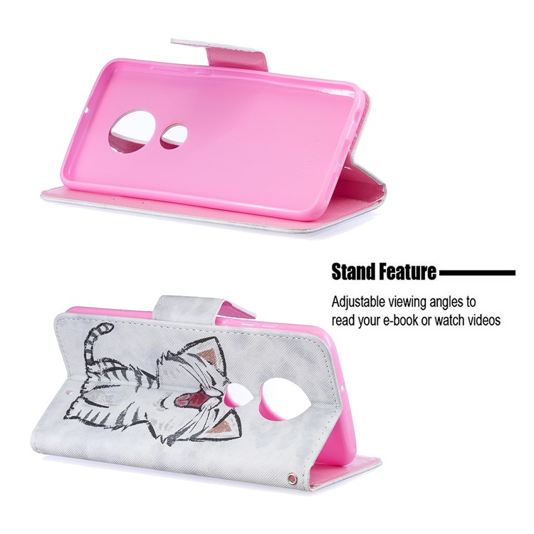 Pattern Printing Leather Wallet Case for Motorola Moto G7 / G7 Plus - Cat Pattern-5