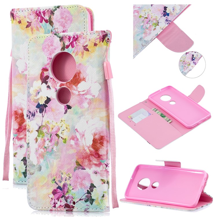 Pattern Printing Leather Wallet Case for Motorola Moto G7 / G7 Plus - Beautiful Flowers-1