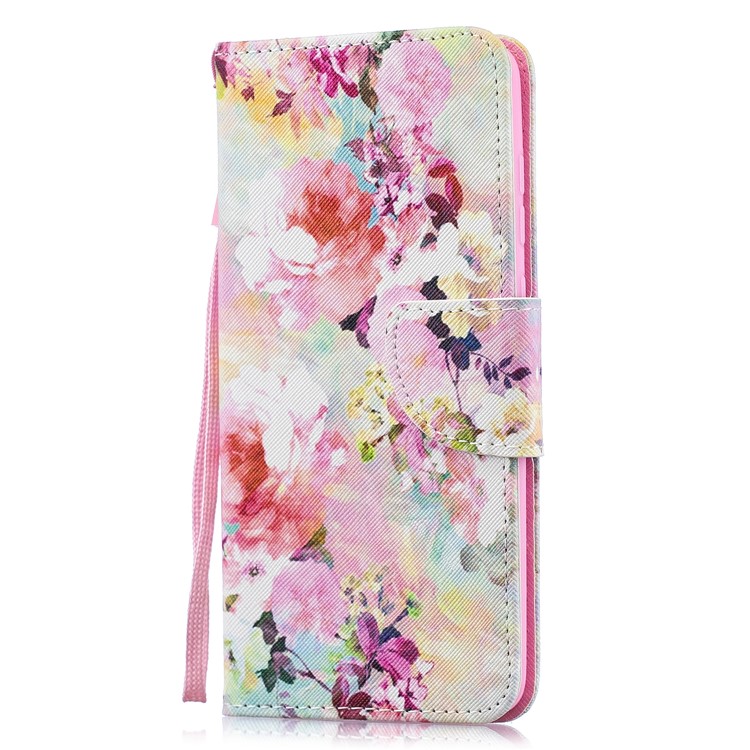 Pattern Printing Leather Wallet Case for Motorola Moto G7 / G7 Plus - Beautiful Flowers-2