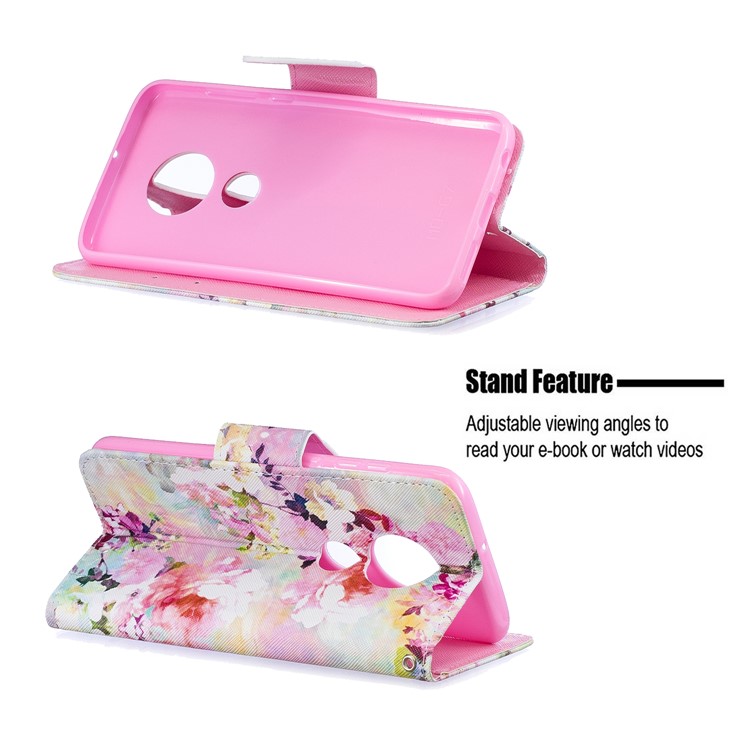 Pattern Printing Leather Wallet Case for Motorola Moto G7 / G7 Plus - Beautiful Flowers-5