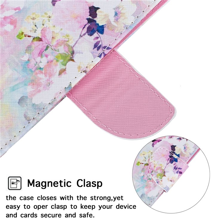 Pattern Printing Leather Wallet Case for Motorola Moto G7 / G7 Plus - Beautiful Flowers-6
