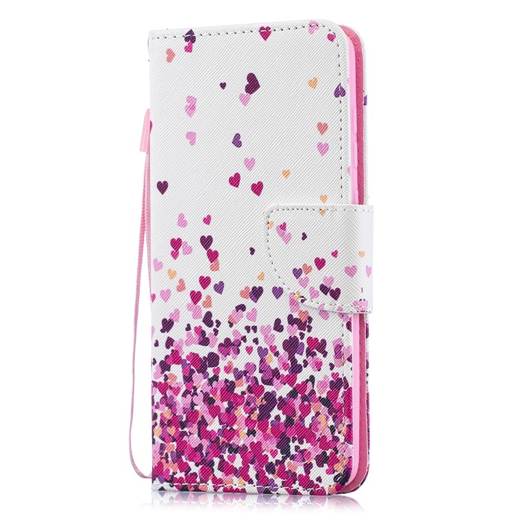 Pattern Printing Leather Wallet Case for Motorola Moto G7 / G7 Plus - Hearts-2