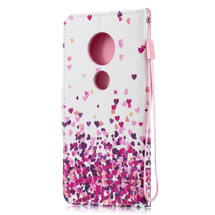 Pattern Printing Leather Wallet Case for Motorola Moto G7 / G7 Plus - Hearts-3