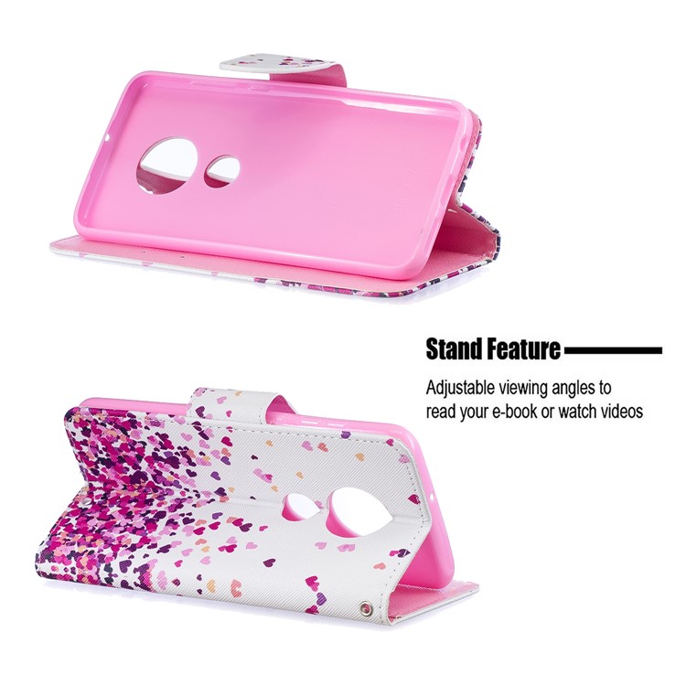 Pattern Printing Leather Wallet Case for Motorola Moto G7 / G7 Plus - Hearts-5