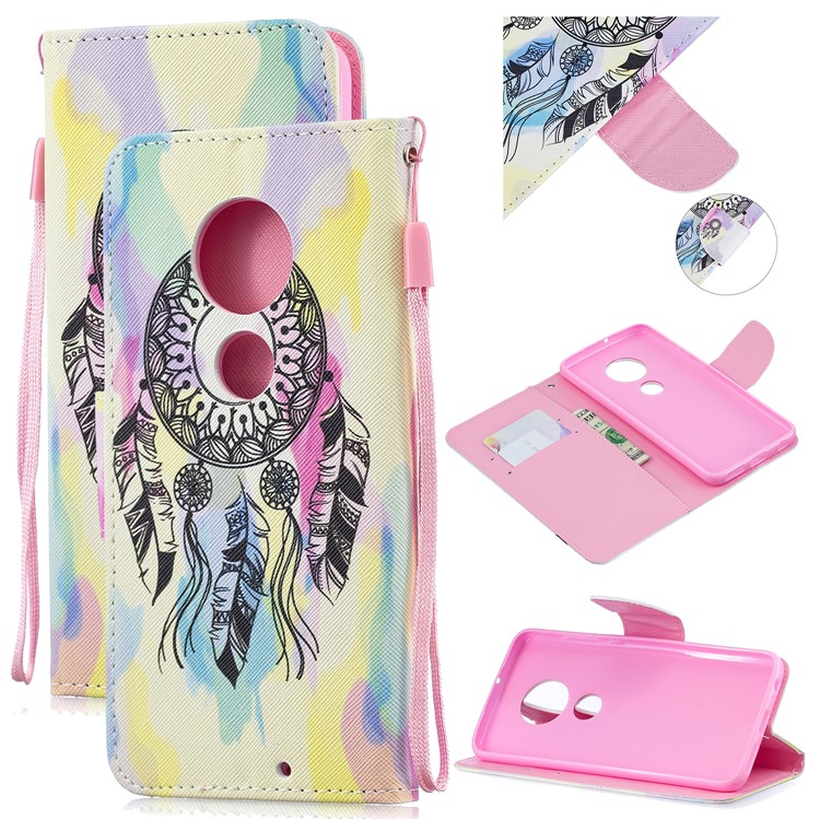 Pattern Printing Leather Wallet Case for Motorola Moto G7 / G7 Plus - Dream Catcher-1