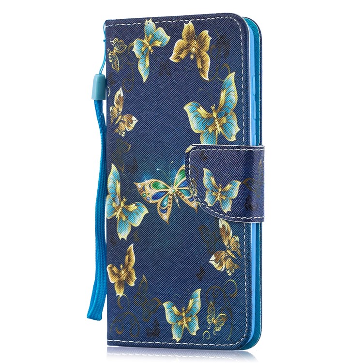 Pattern Printing Leather Wallet Case for Motorola Moto G7 / G7 Plus - Blue Butterflies-2