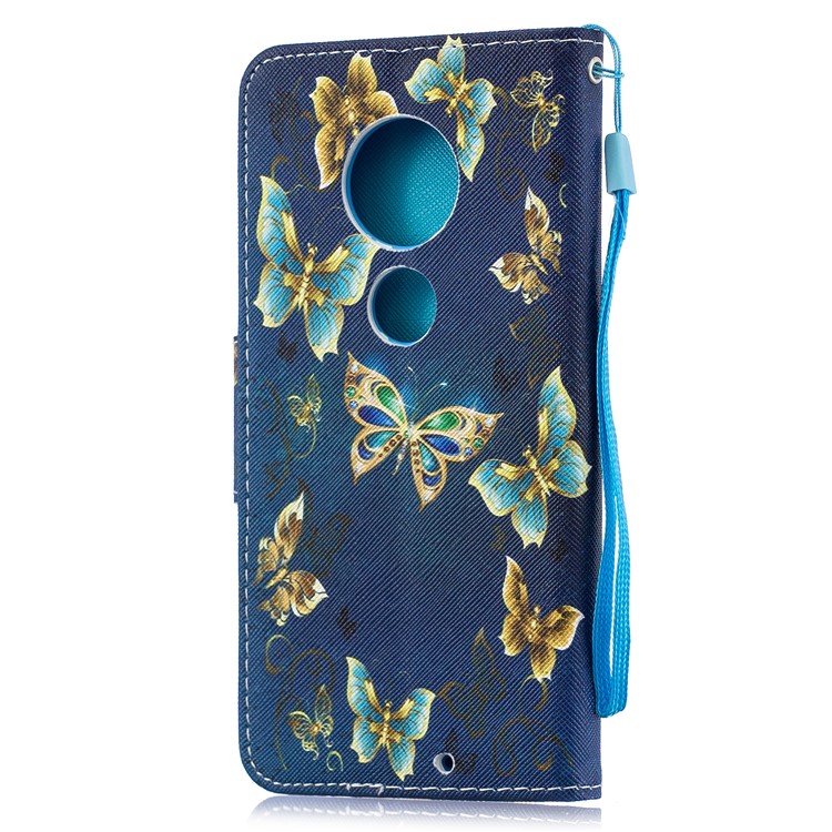 Pattern Printing Leather Wallet Case for Motorola Moto G7 / G7 Plus - Blue Butterflies-3