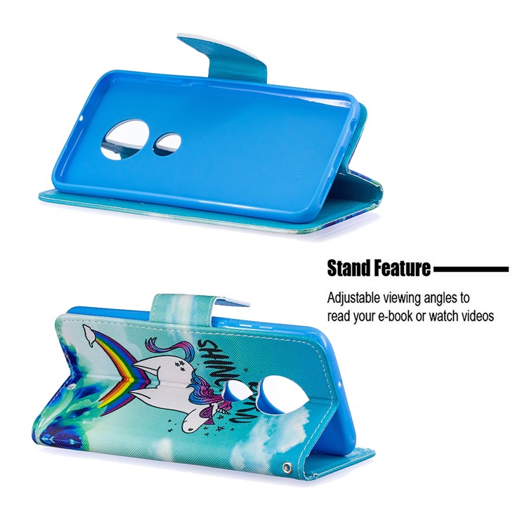 Pattern Printing Leather Wallet Case for Motorola Moto G7 / G7 Plus - Cute Unicorn-5