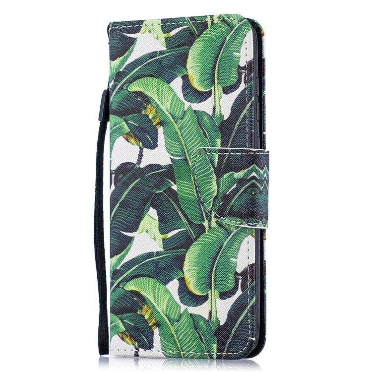 Pattern Printing Leather Wallet Case for Motorola Moto G7 / G7 Plus - Leaf-2