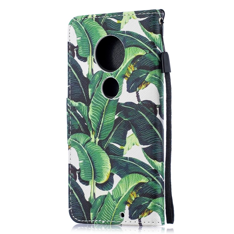 Pattern Printing Leather Wallet Case for Motorola Moto G7 / G7 Plus - Leaf-3