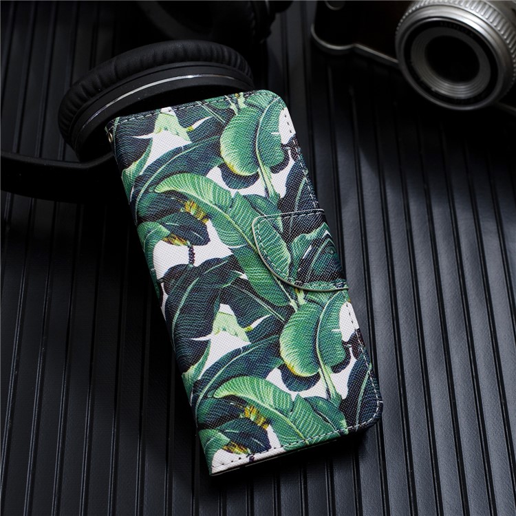 Pattern Printing Leather Wallet Case for Motorola Moto G7 / G7 Plus - Leaf-7