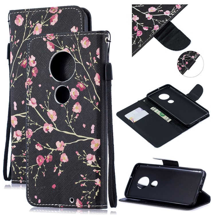 Pattern Printing Leather Wallet Case for Motorola Moto G7 / G7 Plus - Vivid Flowers-1
