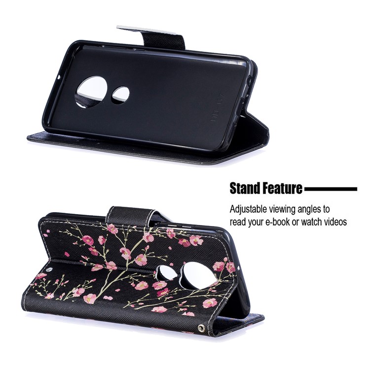 Pattern Printing Leather Wallet Case for Motorola Moto G7 / G7 Plus - Vivid Flowers-5