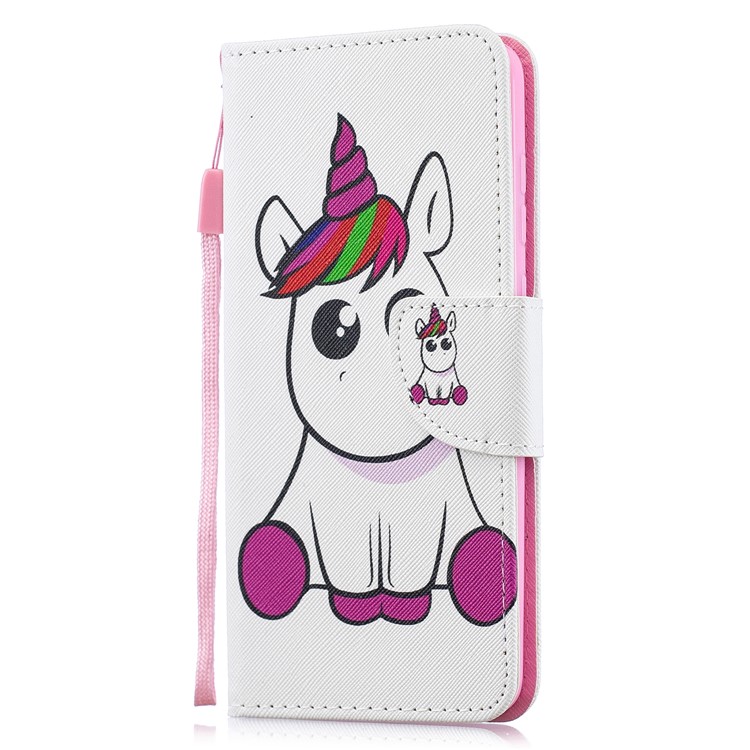 Pattern Printing Leather Wallet Case for Motorola Moto G7 / G7 Plus - Unicorn-2