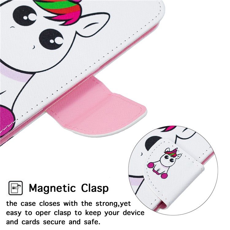 Pattern Printing Leather Wallet Case for Motorola Moto G7 / G7 Plus - Unicorn-6