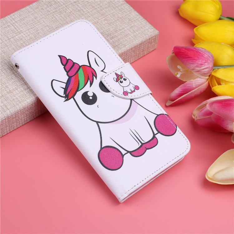 Pattern Printing Leather Wallet Case for Motorola Moto G7 / G7 Plus - Unicorn-7