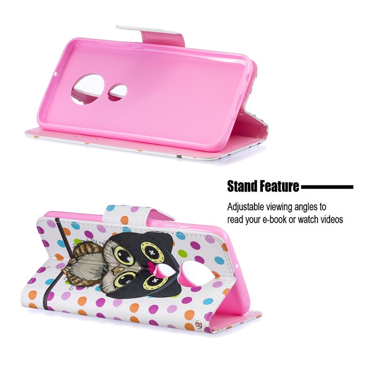 Pattern Printing Leather Wallet Case for Motorola Moto G7 / G7 Plus - Cartoon Owl and Dots-5
