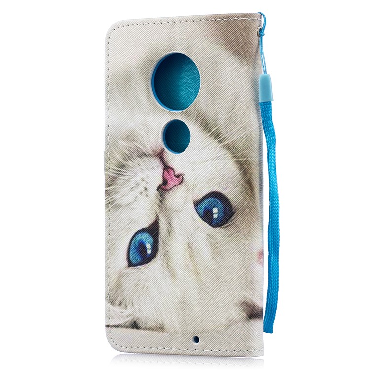 Pattern Printing Leather Wallet Case for Motorola Moto G7 / G7 Plus - White Cat-3