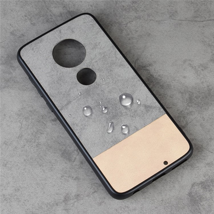 Bi-color Splicing PU Leather Coated PC TPU Hybrid Case Cover for Motorola Moto G7 Plus / Moto G7 - Grey-5
