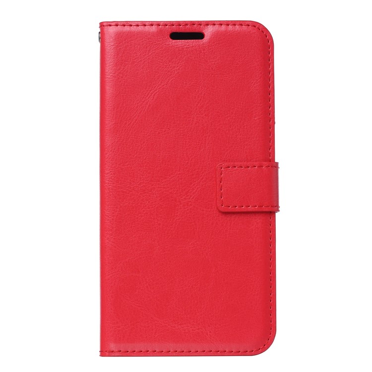 Caso De Couro De Carteira De Textura De Cavalo Louco Com Suporte Para Motorola Moto G7 / G7 Mais - Vermelho-2