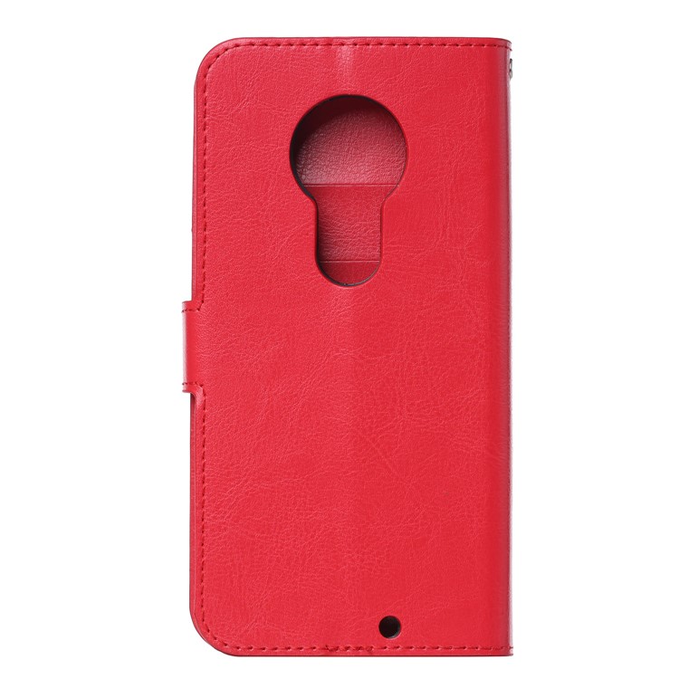 Caso De Couro De Carteira De Textura De Cavalo Louco Com Suporte Para Motorola Moto G7 / G7 Mais - Vermelho-3