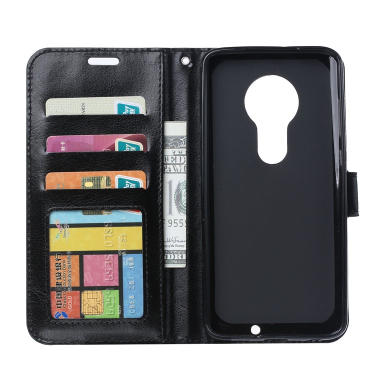 Crazy Horse Wallet Leather Stand Case for Motorola Moto G7 Play - Black-4