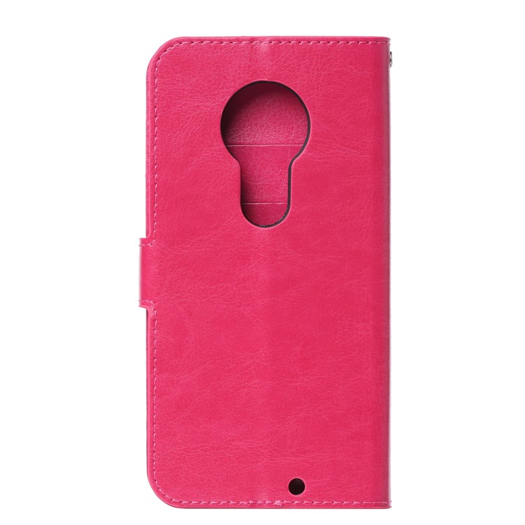 Crazy Horse Wallet Leather Stand Case for Motorola Moto G7 Play - Rose-3