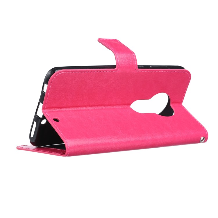 Crazy Horse Wallet Leather Stand Case for Motorola Moto G7 Play - Rose-5