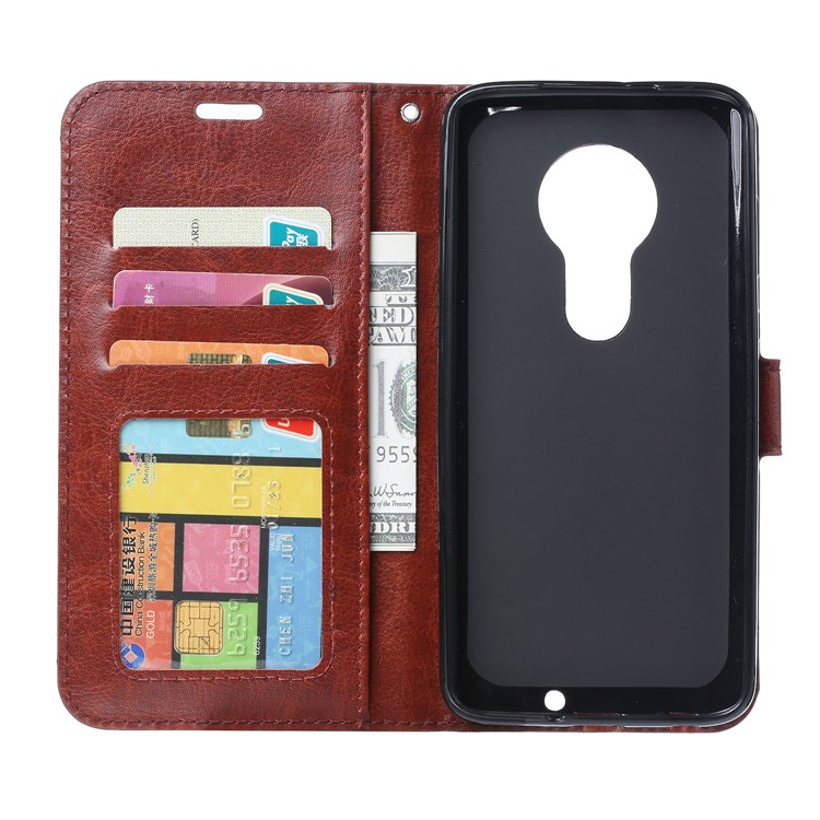 Crazy Horse Wallet Leather Stand Case for Motorola Moto G7 Play - Brown-4
