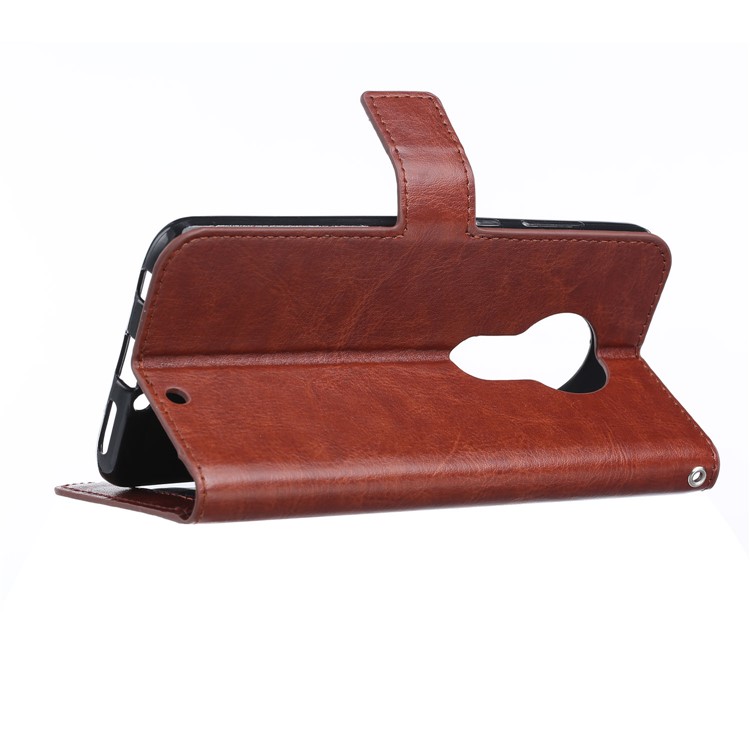 Crazy Horse Wallet Leather Stand Case for Motorola Moto G7 Play - Brown-6