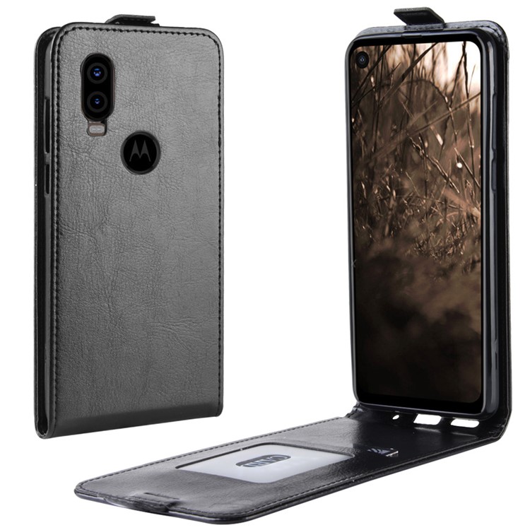 Crazy Horse Vertical Flip Leather Protection Case for Motorola P40 - Black-1