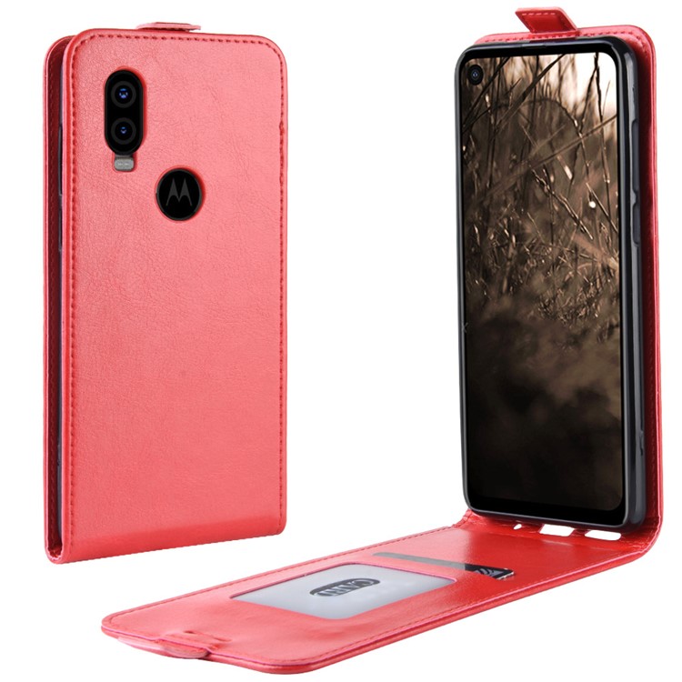 Crazy Horse Vertical Flip Leather Protection Case for Motorola P40 - Red-1
