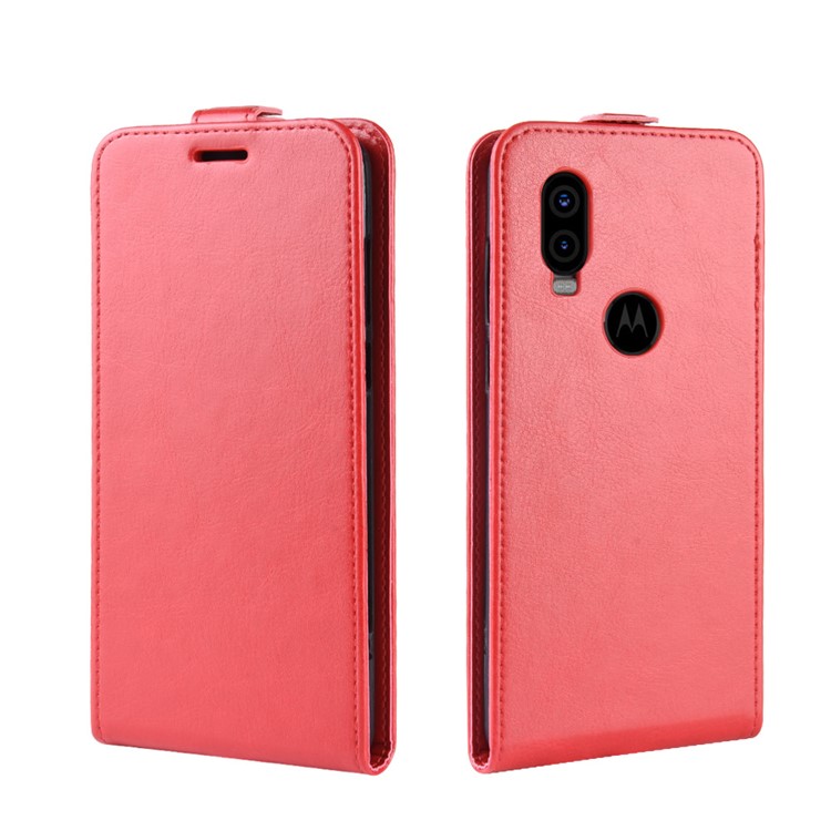 Crazy Horse Vertical Flip Leather Protection Case for Motorola P40 - Red-4