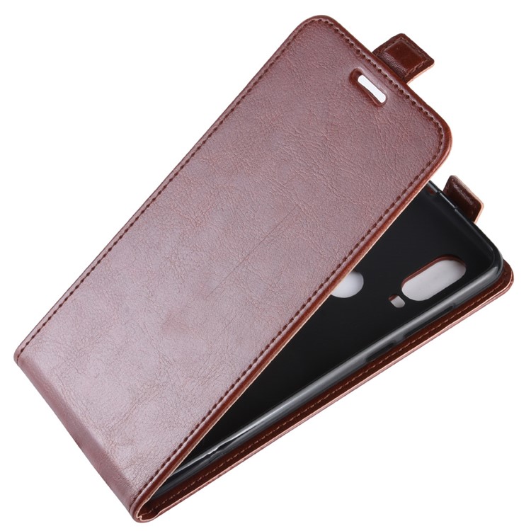Crazy Horse Vertical Flip Leather Protection Case for Motorola One Vision / P50 - Brown-4