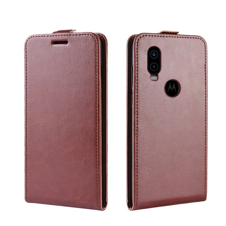 Crazy Horse Vertical Flip Leather Protection Case for Motorola One Vision / P50 - Brown-5