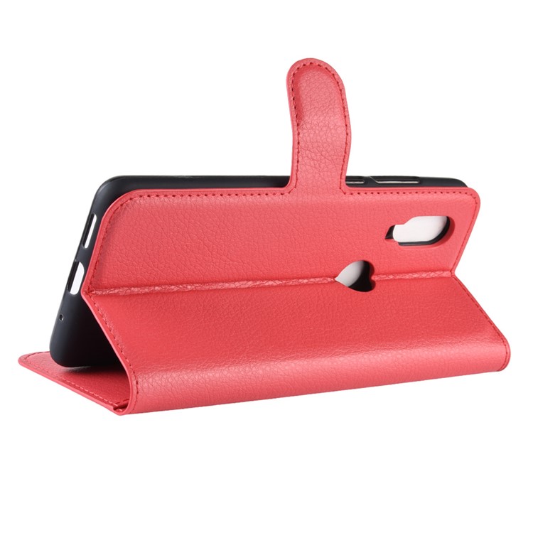 For Motorola One Vision / P50 Litchi Skin PU Leather Wallet Phone Case - Red-5