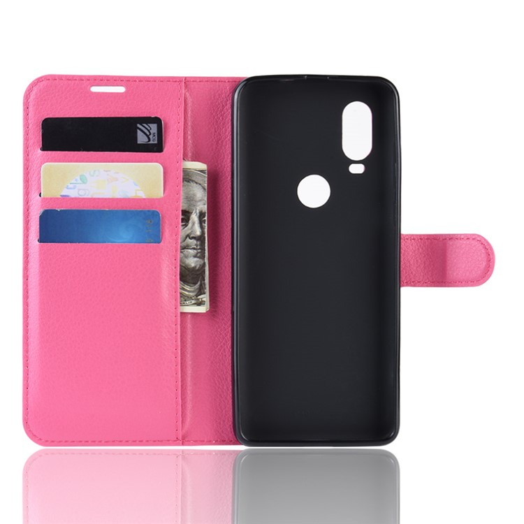 Für Motorola P40 Litschi Haut PU Leder Brieftasche Handyhülle - Rose-3