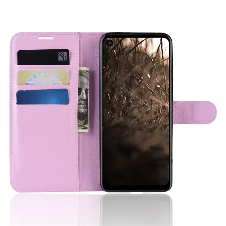 For Motorola P40 Litchi Skin PU Leather Wallet Phone Case - Pink-4