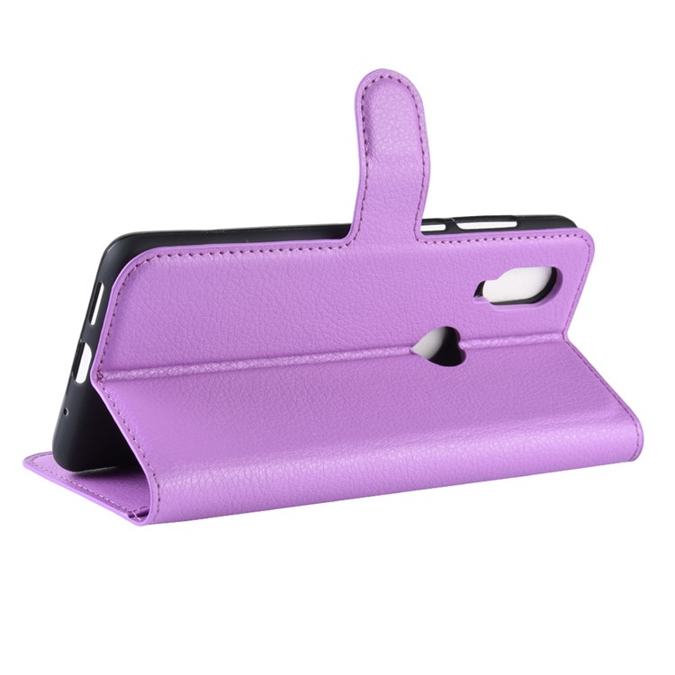 For Motorola One Vision / P50 Litchi Skin PU Leather Wallet Phone Case - Purple-5