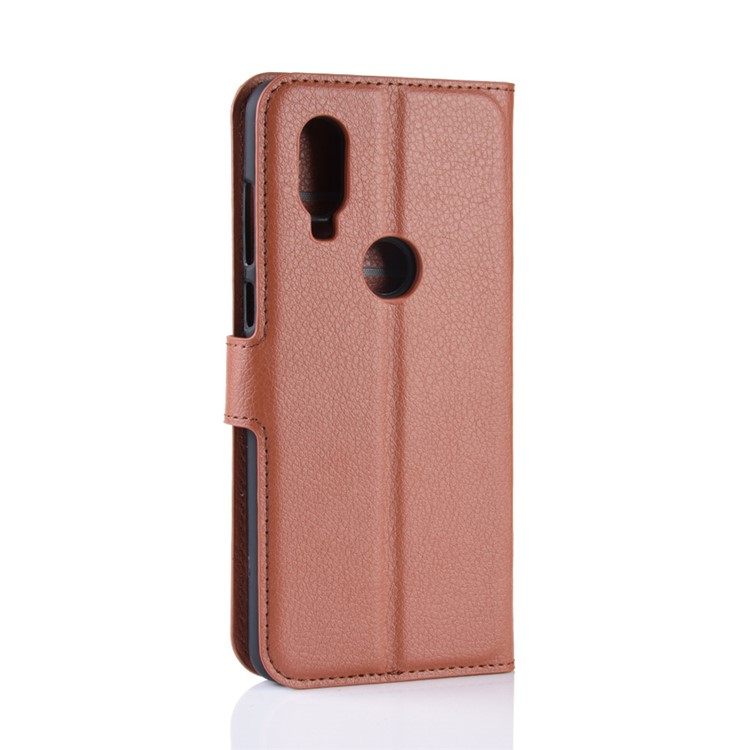 For Motorola One Vision / P50 Litchi Skin PU Leather Wallet Phone Case - Brown-6